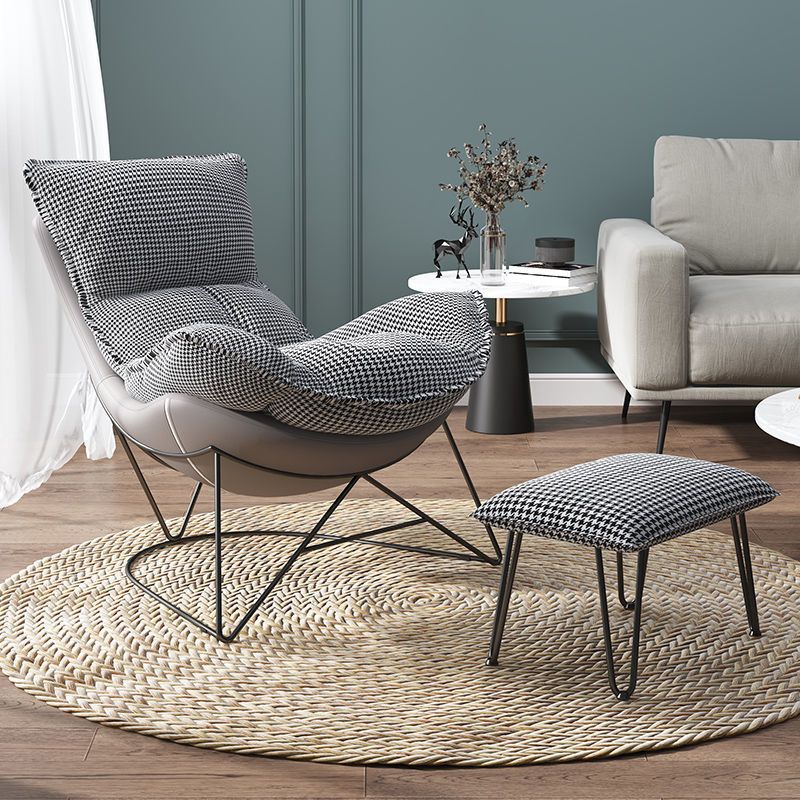 Balcony Recliner Lazy Rocking Chairs Fabric Soft Upholstered Sofa Chair