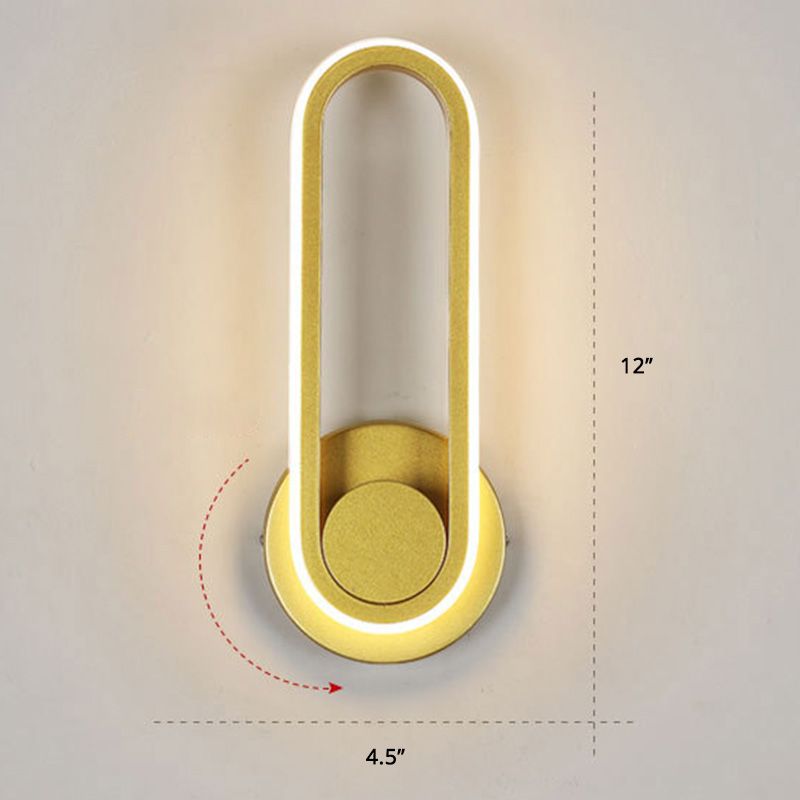 Rotatable Oblong Wall Mount Lamp Nordic Metal LED Sconce Wall Lighting for Bedroom