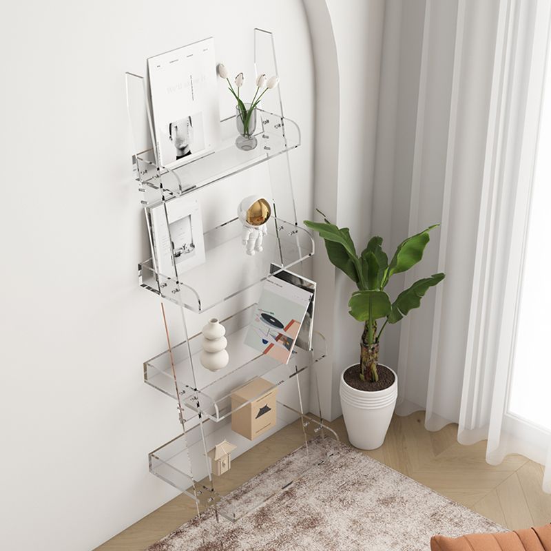 Contemporary Acrylic Bookcase Standard Open Back Bookshelf with Shelves