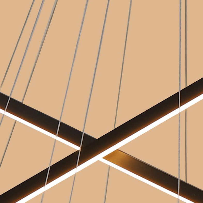 Nieuwe moderne zwarte lineaire kroonluchter verlichtingsarmaturen Metalen LED -hangende lamp voor woonkamer