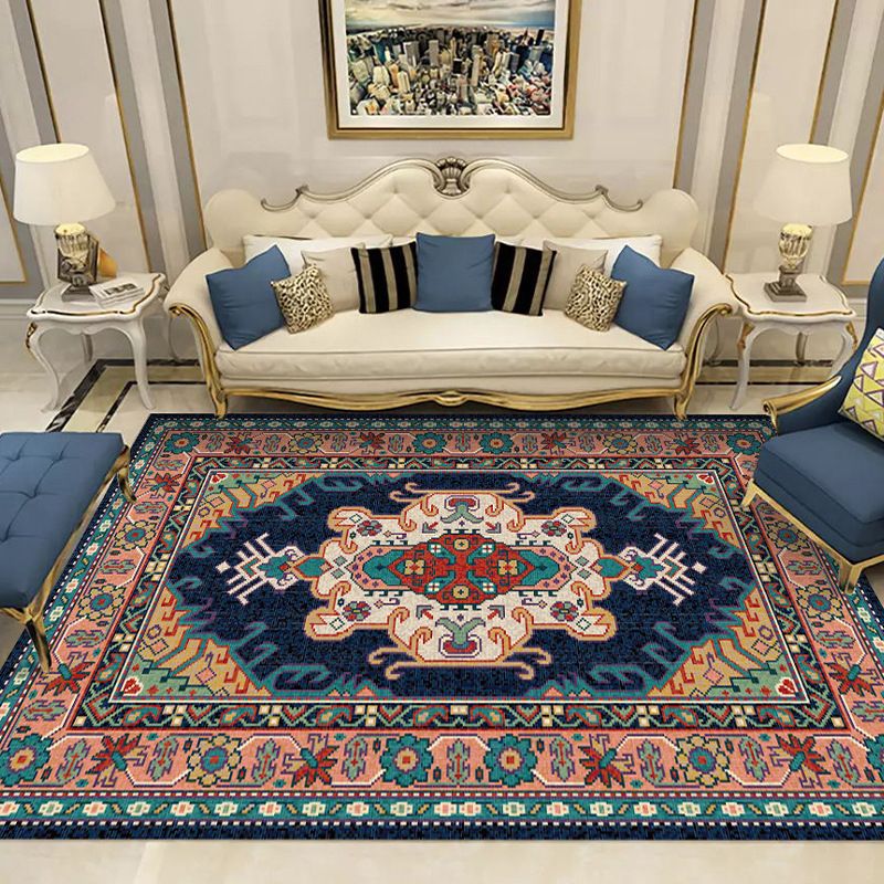 Tapis intérieur à motif vintage tapis lavable en polyester en polyester marocain distinctif pour le salon