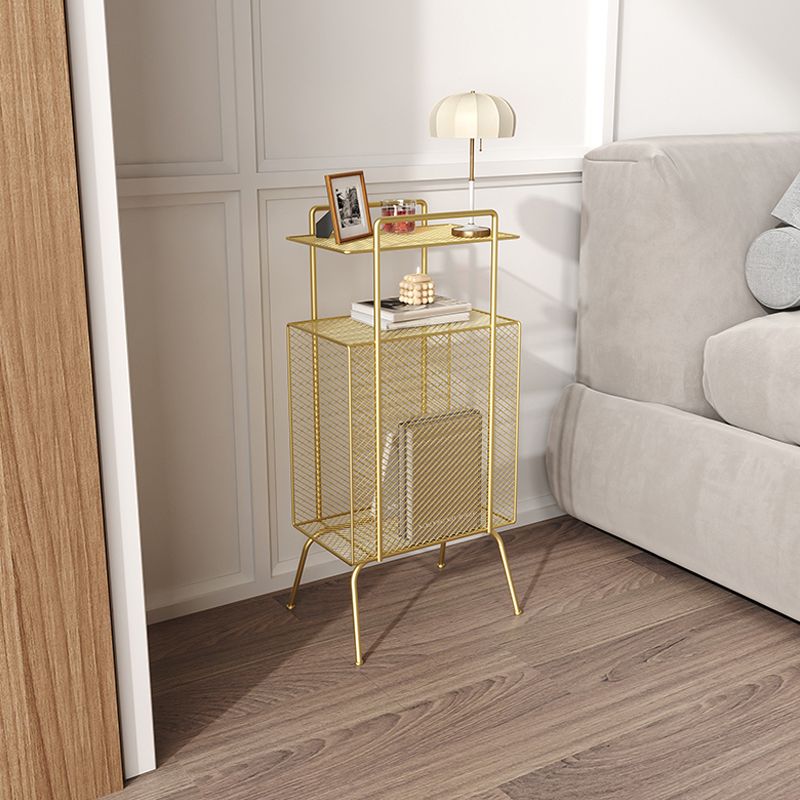 Metal Glam Bed Nightstand Open Storage Legs Included Night Table Shelving