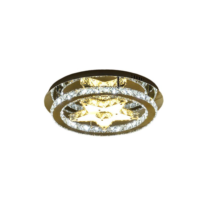Lampada da soffitto a LED Lampada da incasso in cristallo minimalista sfaccettato a forma di stella in cromo con design a cerchio