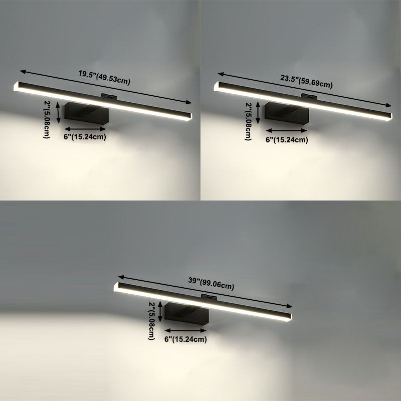 Metal Linear Shade Swing Arm Wall Light Modern 1 Head Wall Mount Fixture in Black