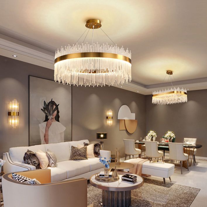 Crystal Sticks Pendant Lighting Minimalist Gold LED Island Lighting Fixture for Dinner