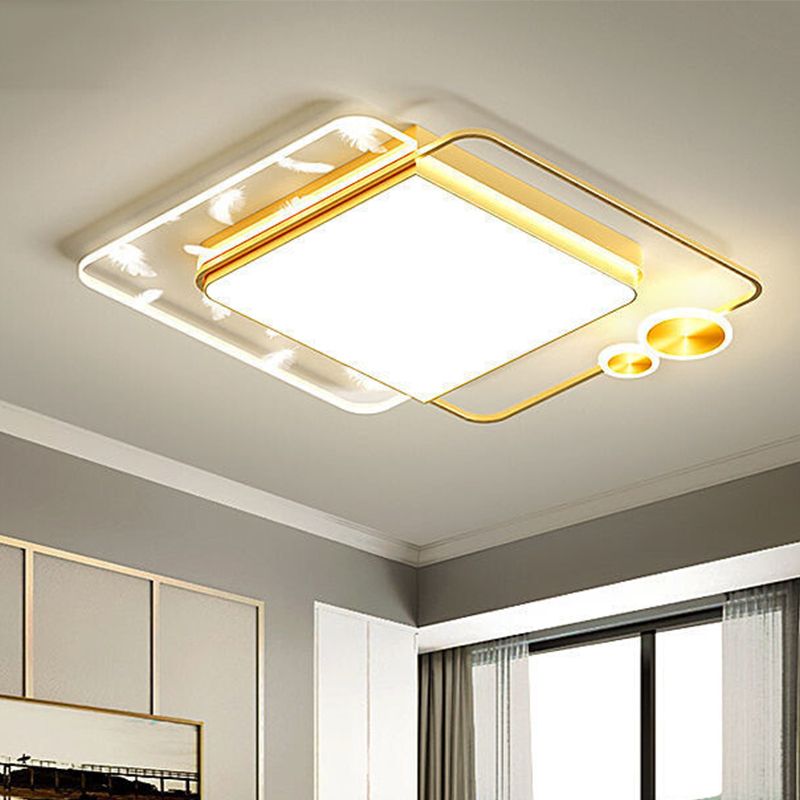 Simplicity Flush Mount Ceiling Light Fixtures with Feather Pattern LED Flush Mount Light