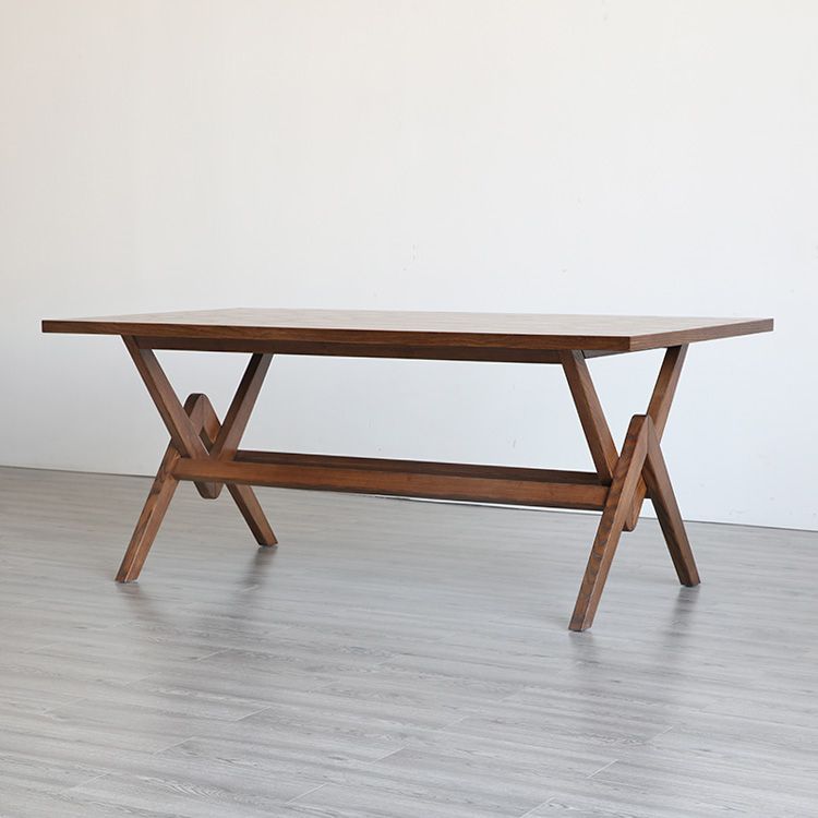 Rectangle Pine Wood Table with Trestle Base Modern Dining Table for Restaurant