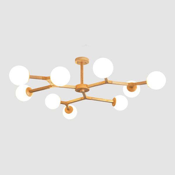 Holzkugel geformt Kronleuchter Anhänger Leicht moderne Deckenheizlicht in Holz