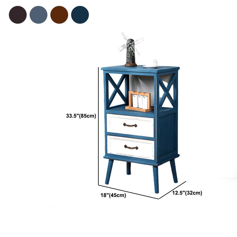 Contemporary Wood Accent Chest with Drawers and Shelf 12.59" Wide