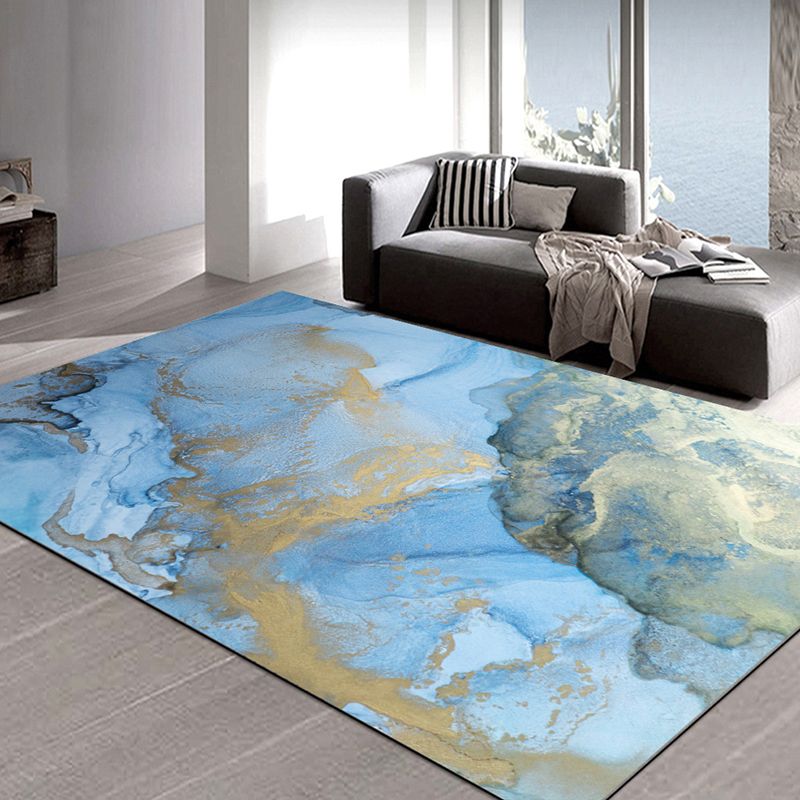 Trendy Watercolor Printed Area Rug Modern Rectangle Carpet Friendly Washable Rug for Living Room
