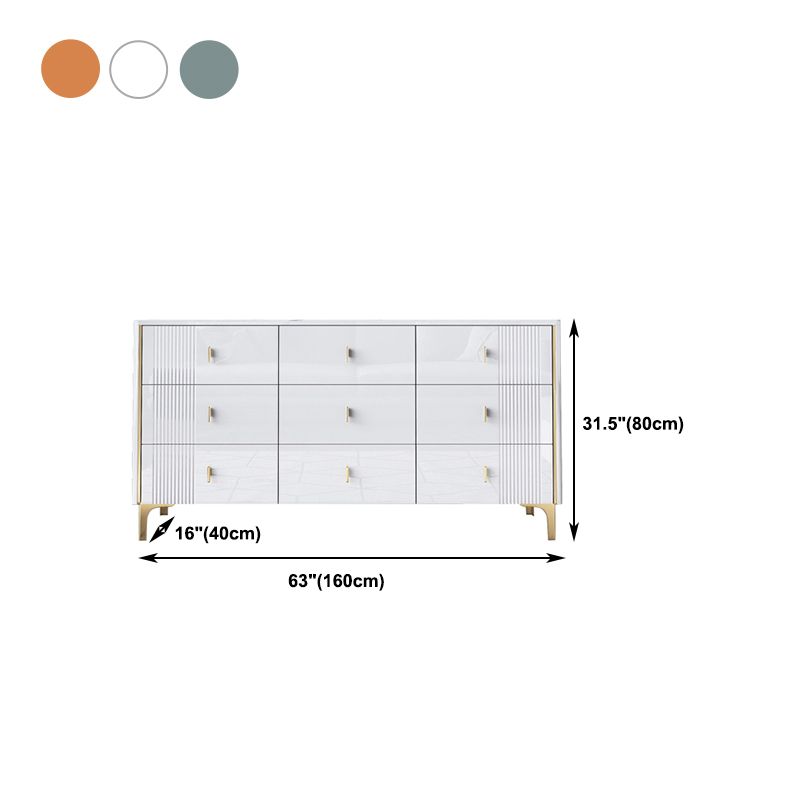 Glam Wood Chest with Stone Top Chest with Drawers for Bedroom