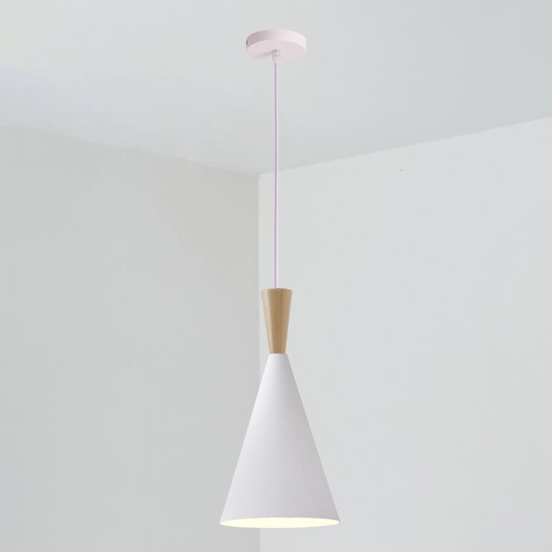 1 Light Metal Pendant Lighting Fixtures Modern Tapered Dining Room Hanging Pendant Lights