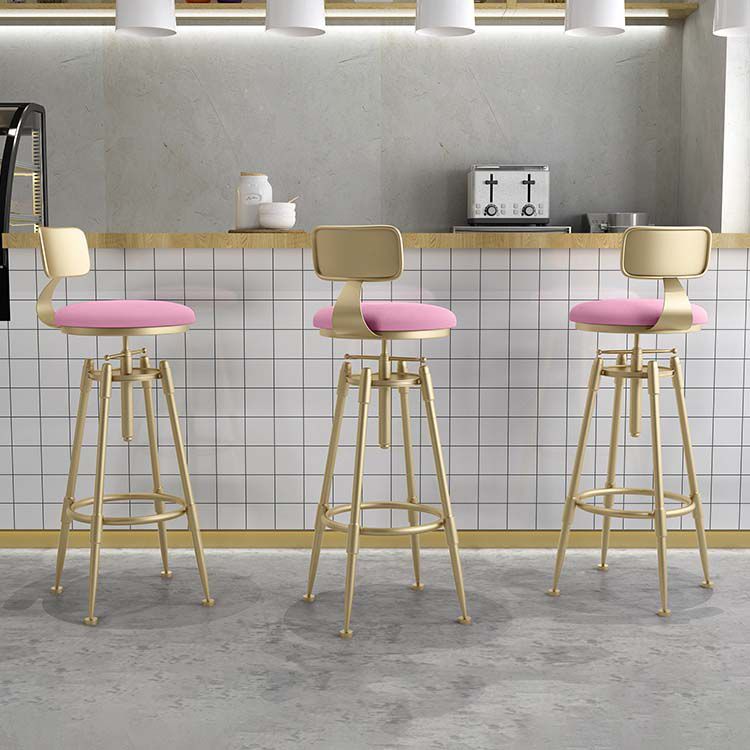 Metal Adjustable Height Bar Stool Industrial Upholstered Bar Stools