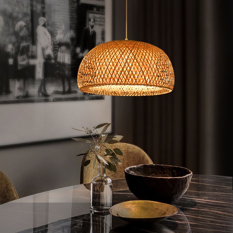 Contemporary Hanging Light Rattan Pendent Lighting Fixture for Dining Room