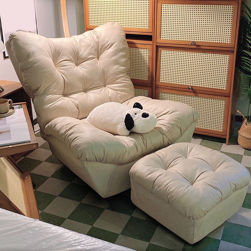 Scandinavian Tufted Single Recliner Chair Wooden Manual Recliner Chair with Footrest