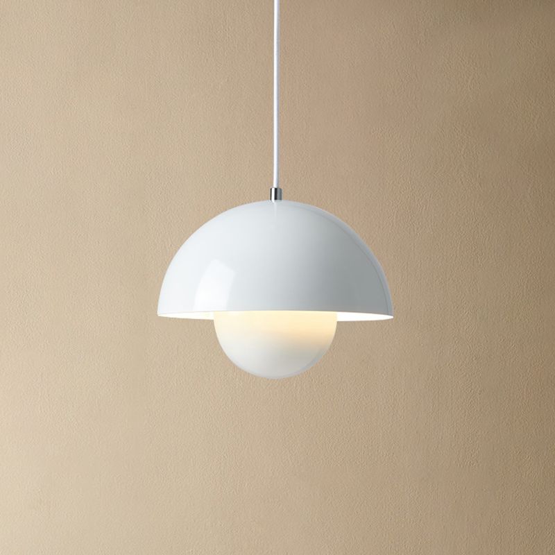 Macaron Style Hanging Light Fixture 1-Light Pendant Lamp with Aluminum Shade