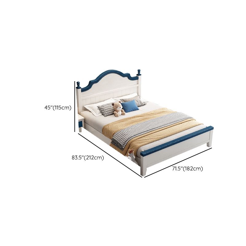 Contemporary Kids Bed White Solid Wood Panel Headboard Mattress with Drawers
