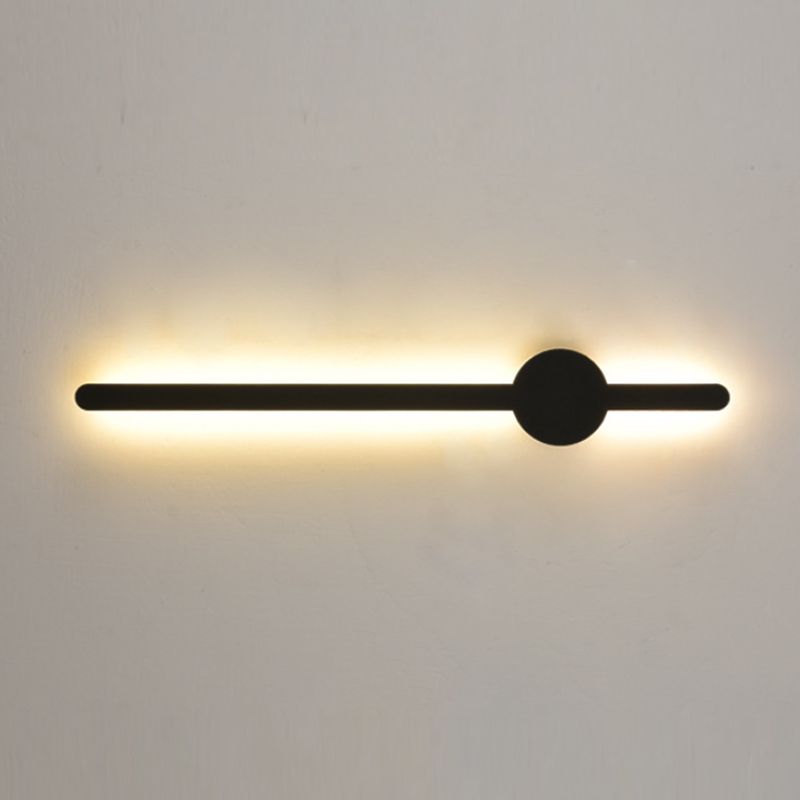 Metal Linear Shape Wall Mount Lighting Modern 1-Light Wall Mount Light Fixture in Black