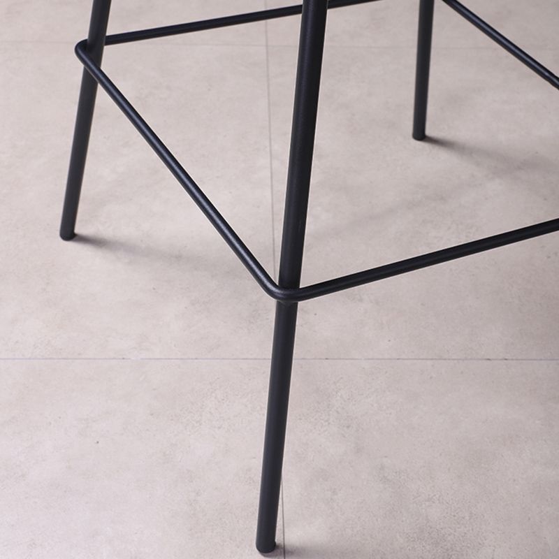 Scandinavian Coffee Shop Low Back Stool Matte Finish Leather Barstool
