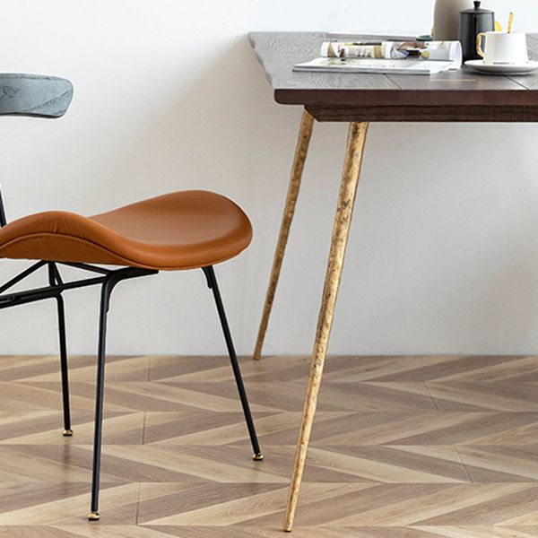 Mesa de comedor de lujo tradicional, mesa rectangular de madera de 4 patas con base de metal