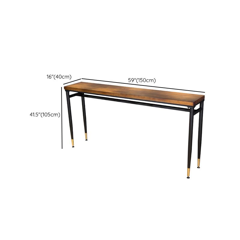 Wood Top Bar-height Table Black Legs and Metal Base Bar Table