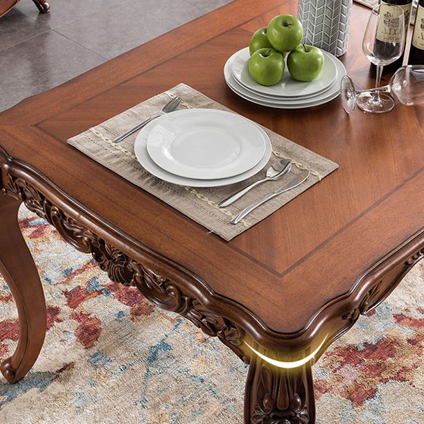 Medieval Modern Rubber Wood Dining Table for Restaurant Rectangle Table with 4 Legs