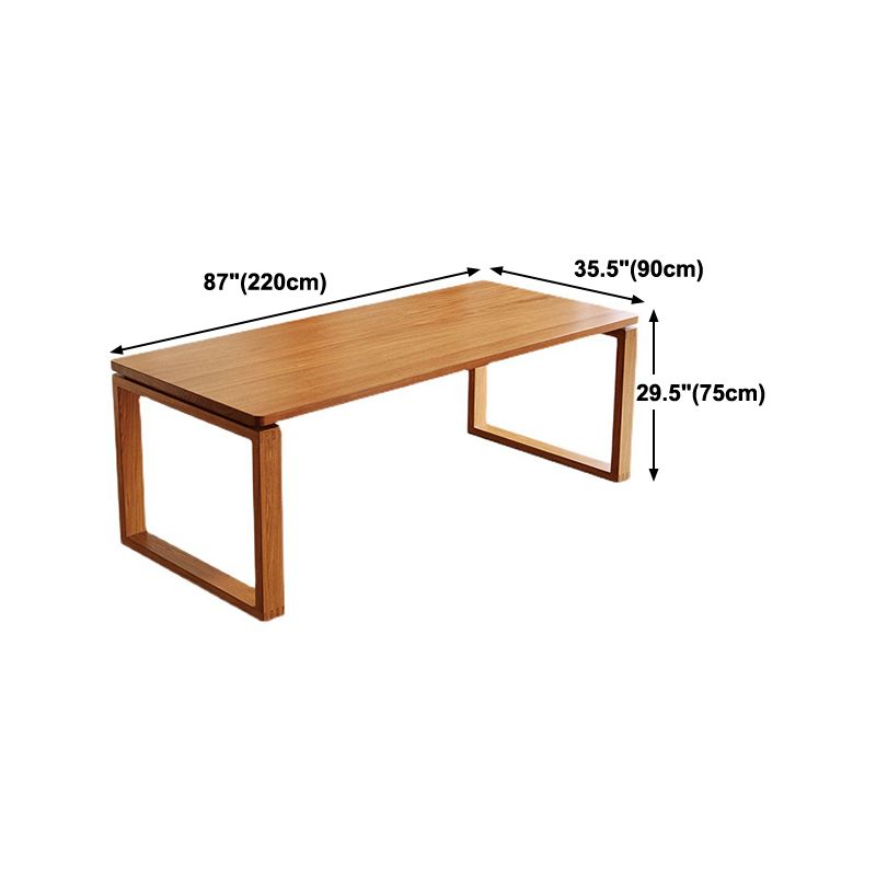 Pine Wood Contemporary Rectangular Table Wood Top Table with Sled Base