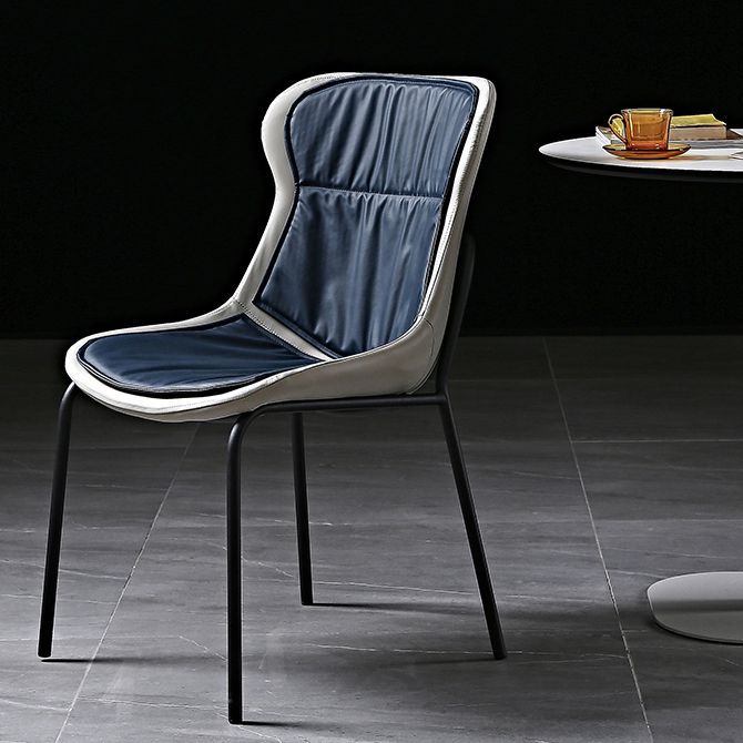 Sillas de comedor de cuero de estilo industrial, sillas laterales de comedor sin brazos con respaldo sólido