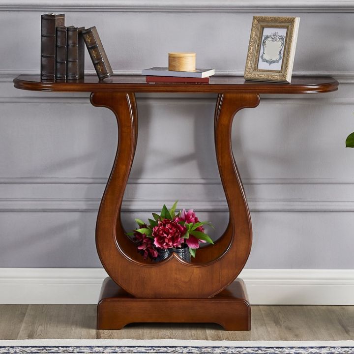 31.5-inch Tall Console Table Solid Wood Half Moon End Table for Hall