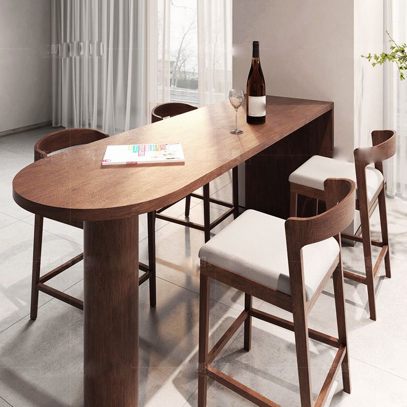 Solid Wood Bar Table Brown Dining Table for Kitchen Living Room