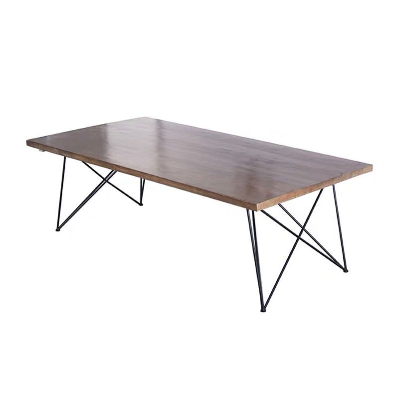 Mesa de comedor rectangular de estilo industrial, mesa fija de madera con madera maciza