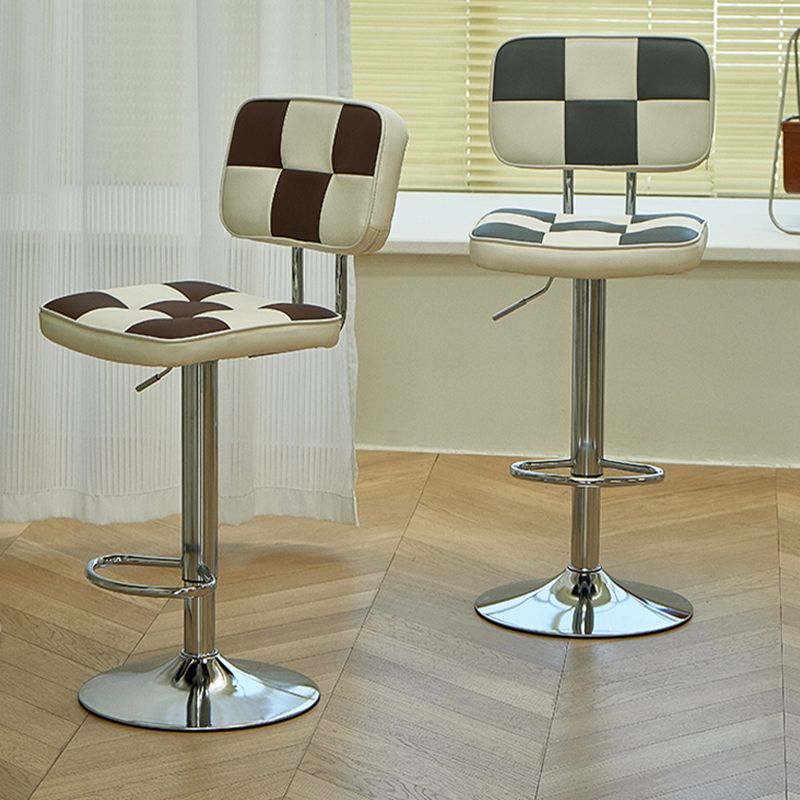 Modern Style Adjustable Backrest Counter High Stool with Leather Cushion