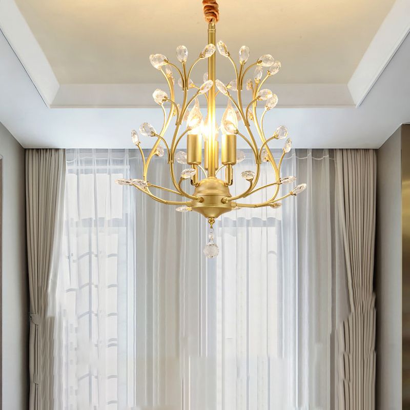 Countryside Candle Chandelier 3 Head Crystal Pendant Lighting Fixtures for Dining Room