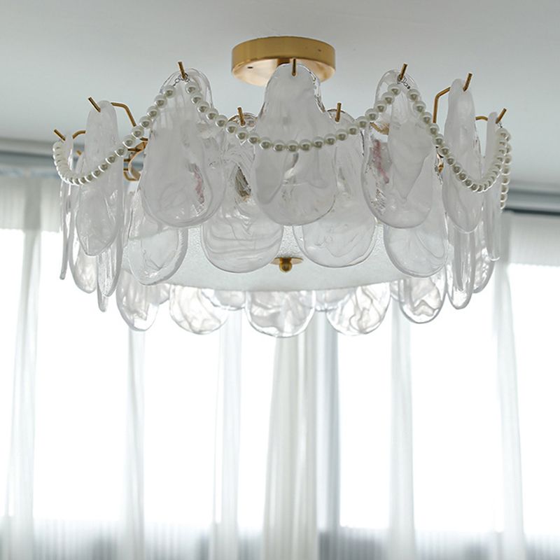 Semi Flush Mount Light Modern Glass Semi Mount Lighting for Bedroom