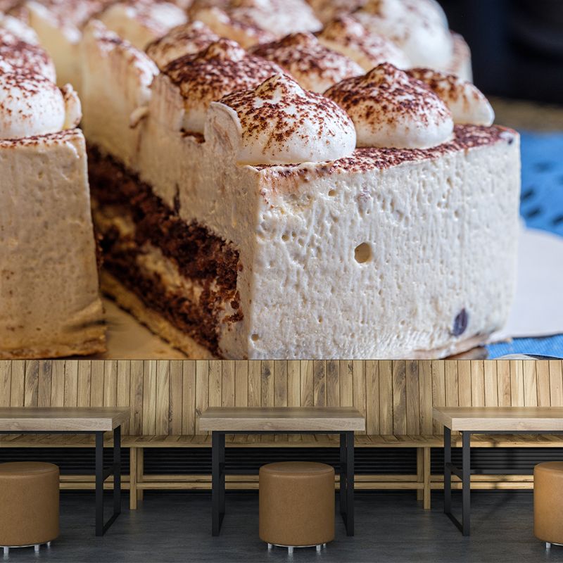 Cake Dessert Wall Mural Minimalist Decoration for Dessert Shop, Stain Resistant