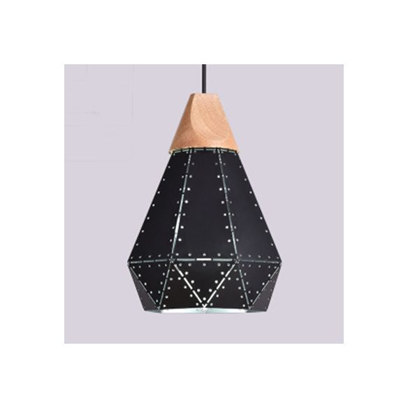 Forma colgante de forma de diamante metálico negro/gris/blanco 1 luz moderna monocromática luz colgante para escalera de cocina