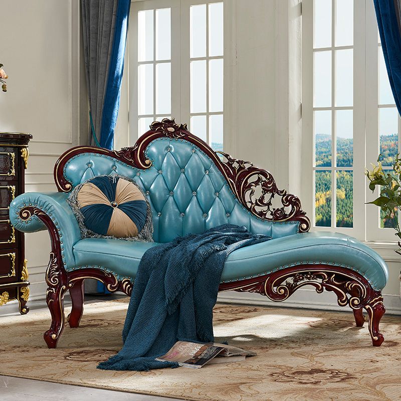 Glam Chaise Lounge Genuine Leather Chaise Lounge Sofa for Living Room