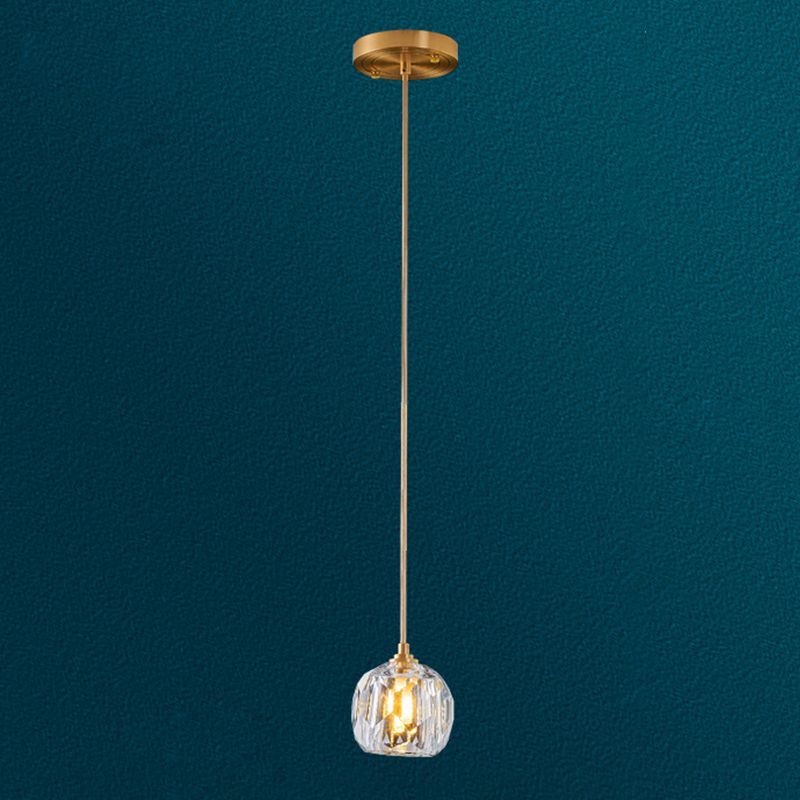 Sfera lampada a sospensione cristallo smussata moderna semplicità finitura ottone a soffitto multiplo