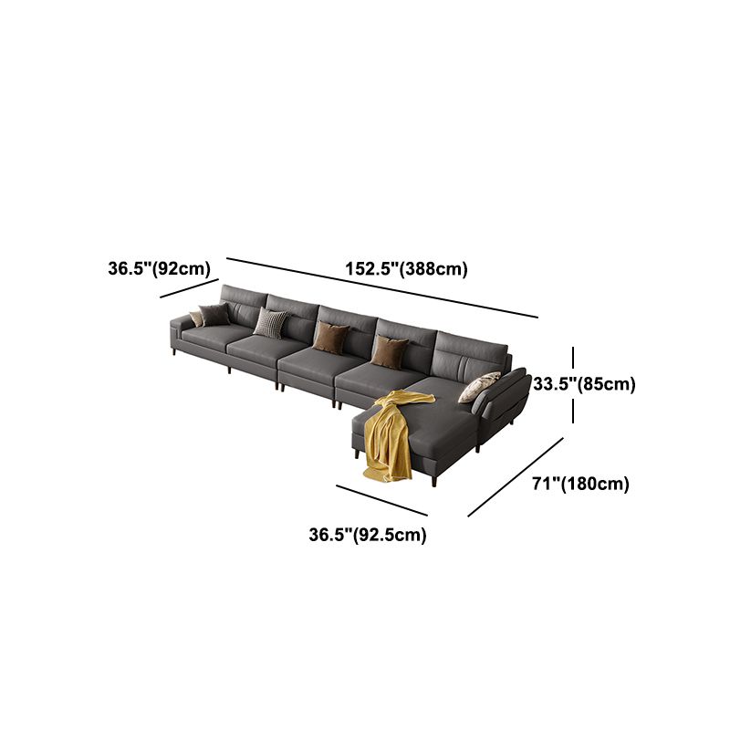 Fabric Pillow Top Arm Sectional Sofa 33.46"High Cushion Back Sofa  with Storage