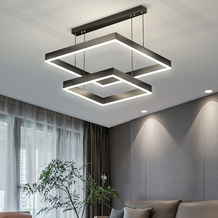 Iluminación de colgante estructurado negro mate lámpara de led metal para sala de estar para sala de estar