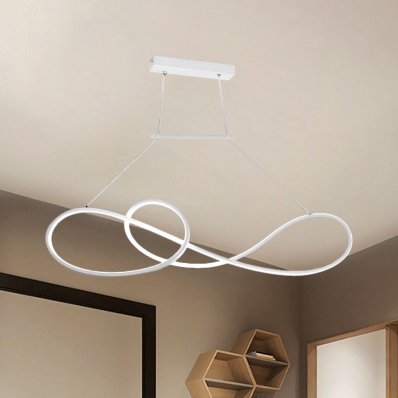 Metalen gedraaide lijn hanger kroonluchter Noordse stijl zwart/wit/gouden LED -slinger lamp voor eetkamer, warm/wit licht