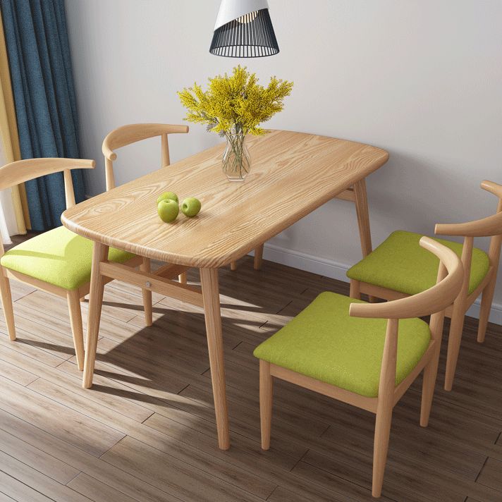 Standard Wood Top Dining Set with 4 Light Brown Wood Legs Base for Dining Furniture