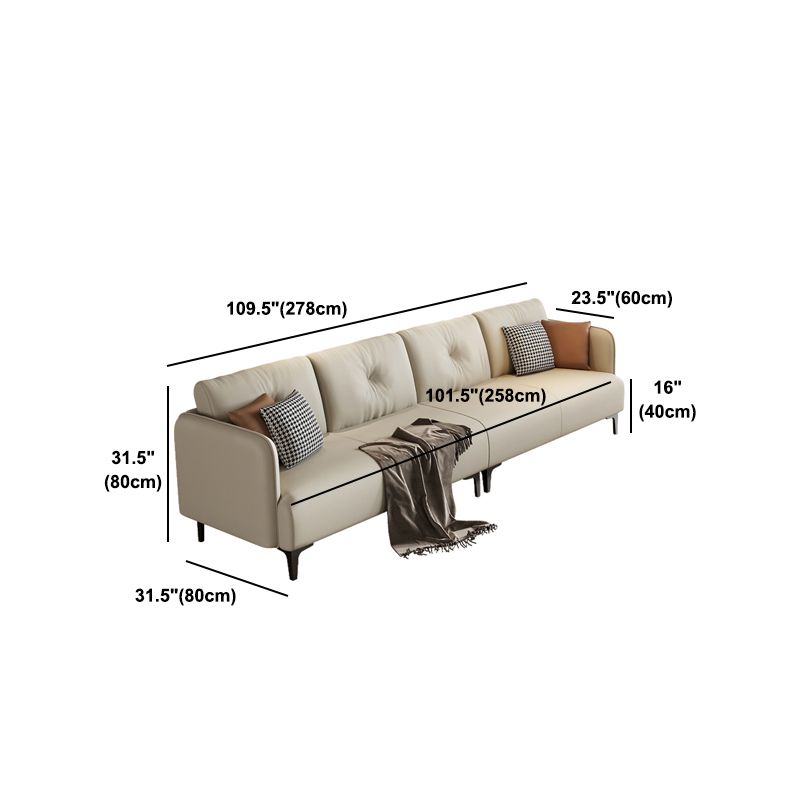 Tufted Square Arm Standard Modern Settee Couch in Orange/white