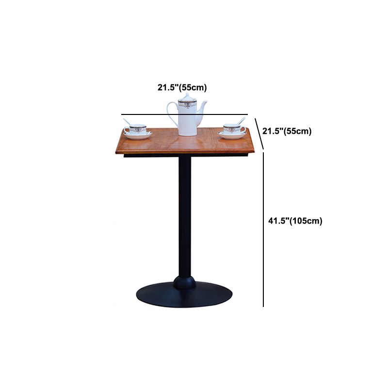 Industrial Solid Wood Bar Table Brown Bistro Table with Black Metal Pedestal