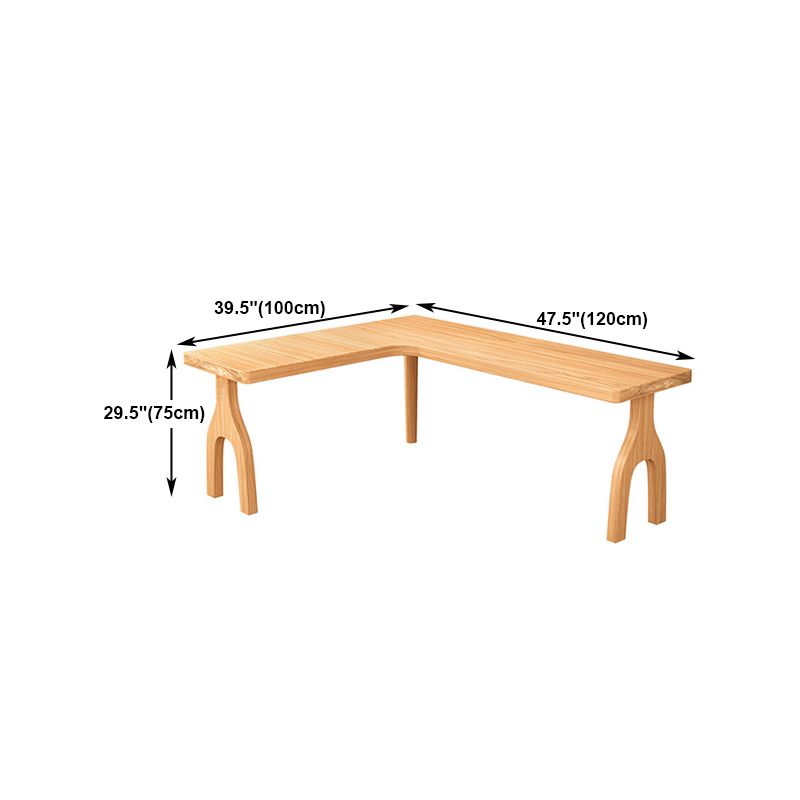 L-Shape Home Writing Desk Modern Style Pine Solid Wood Office Desk