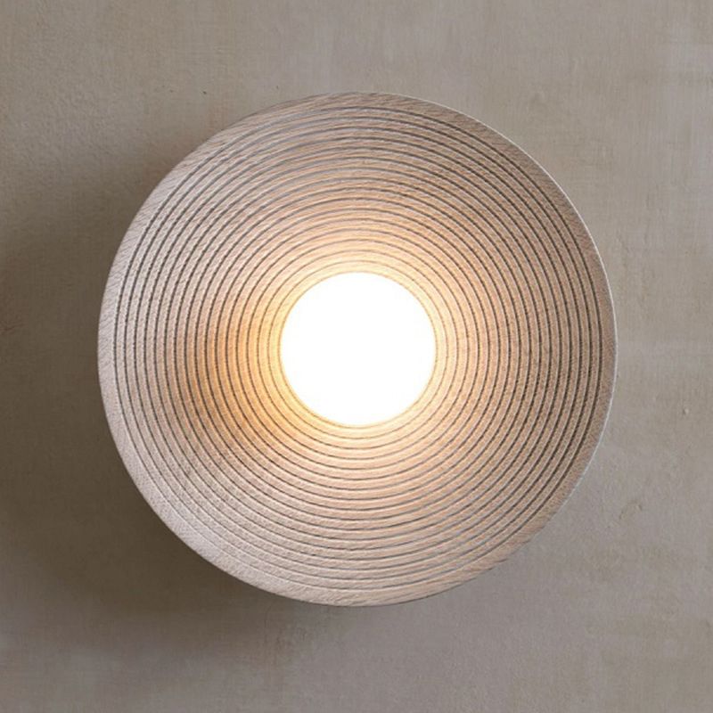 1 Light Circular Shape Wall Light Sconce Modern Wood Wall Light Fixture for Living Room