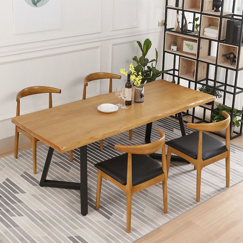 Industrial Dining Set 1/2/4/5 Pieces Solid Wood Double Pedestal Dinette Set
