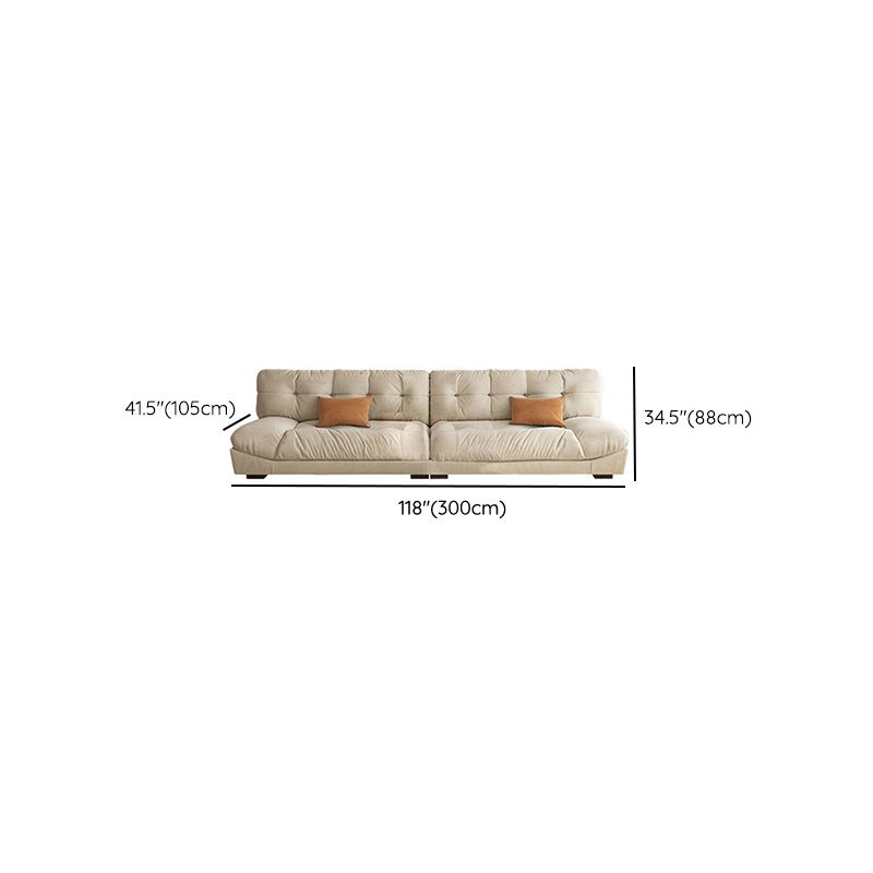 Modern Off-White Fabric Sofa Pillow Top Arm Reclining Loveseat for Bonus Room
