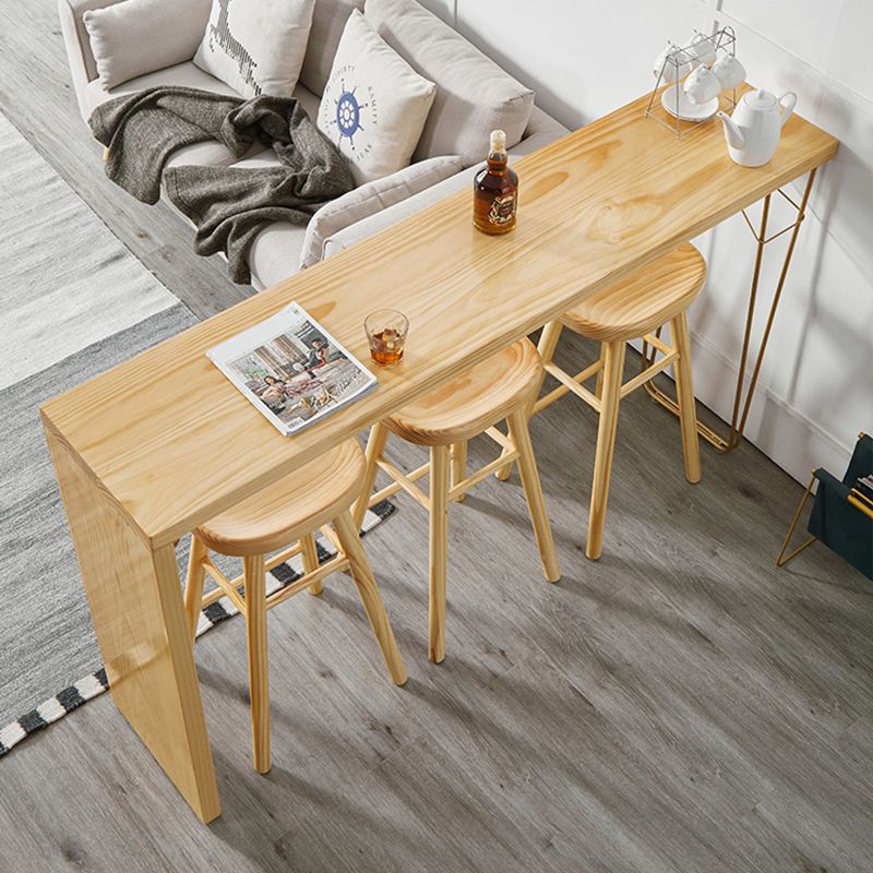 Natural Finish 1/4 Pcs Bar Set with Wooden Stools for Dining Room