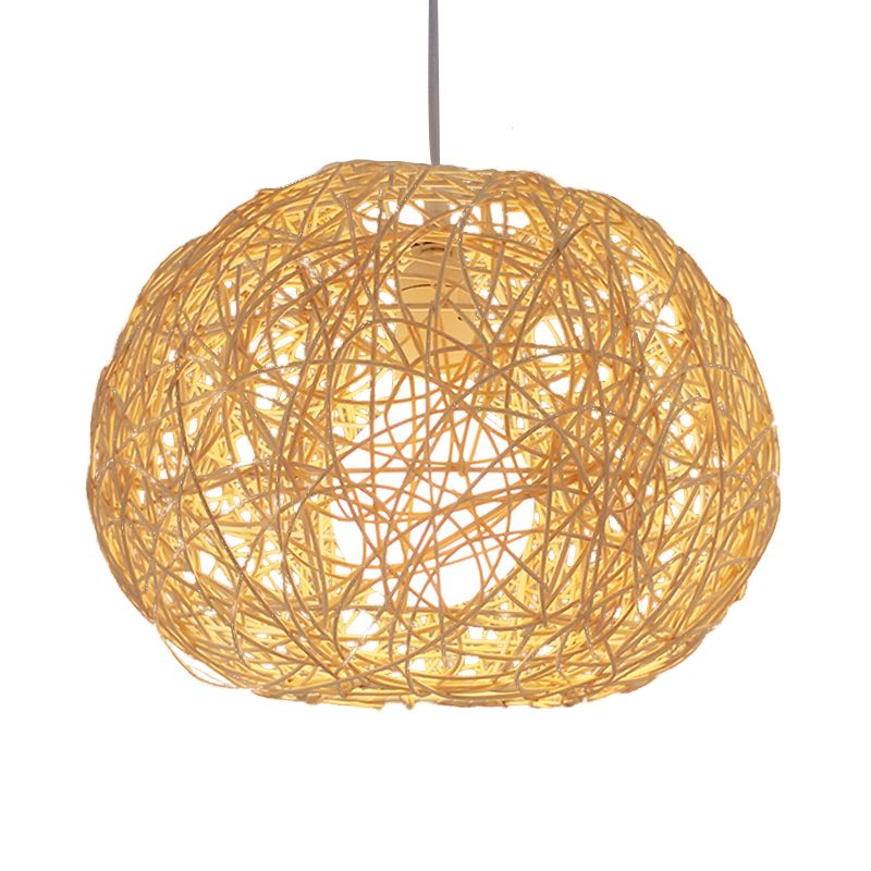 Braun/Elfenbein Bird's Nest Hängende hängende leichte Bauernhaus Rattan Einzelheizlampe über Tisch
